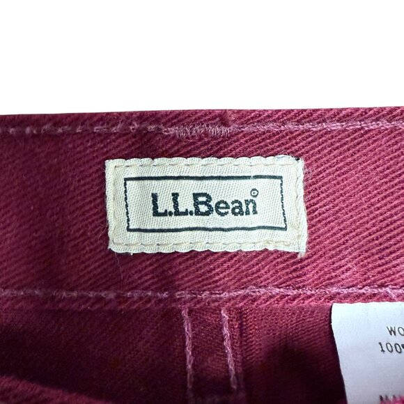 EUC‎ Women's L.L. BEAN Burgundy Denim Straight Leg Jeans | Size 16R - Picture 3 of 7
